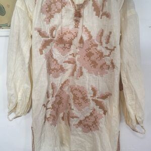 Cream and Pink Embroidered Tunic